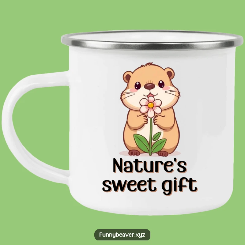 Funny Beaver Flower Camping Mug - Sweet Outdoor Gift