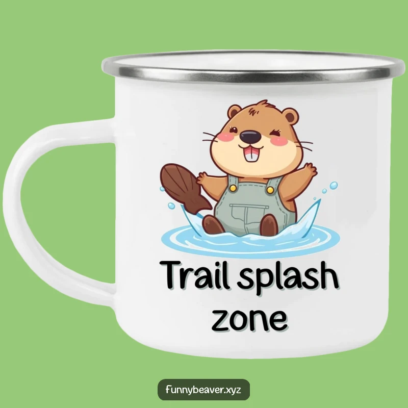 Funny Beaver Lakeside Mug: Joyful Overalls Splash Camping Fun
