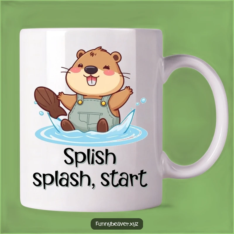 Funny Splashing Beaver Mug: Joyful Overalls Water Fun Gift for Him or Her