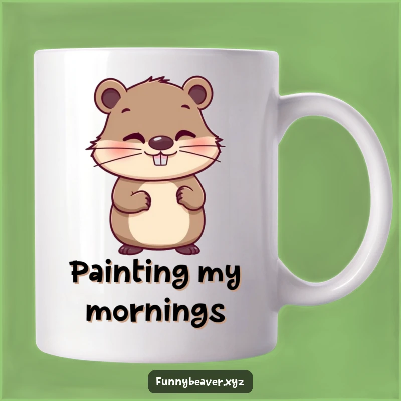 Funny Whimsical Beaver Paintbrush Mug - Artistic Humor Gift