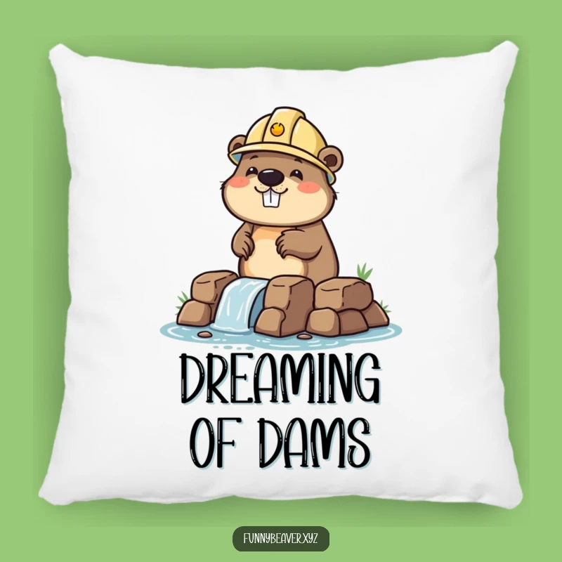 Funny Beaver Hard Hat Pillow: Cozy & Hilarious Dam Builder Accent Decor