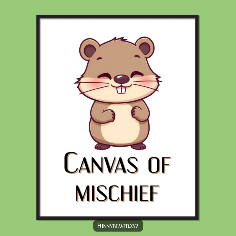 Funny Beaver Paintbrush Digital Art - Instant Artistic Decor