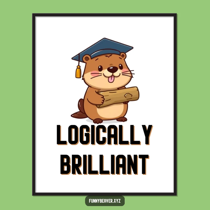Funny Beaver Graduation Art Print: Proud Log Holder Achievement Wall Decor