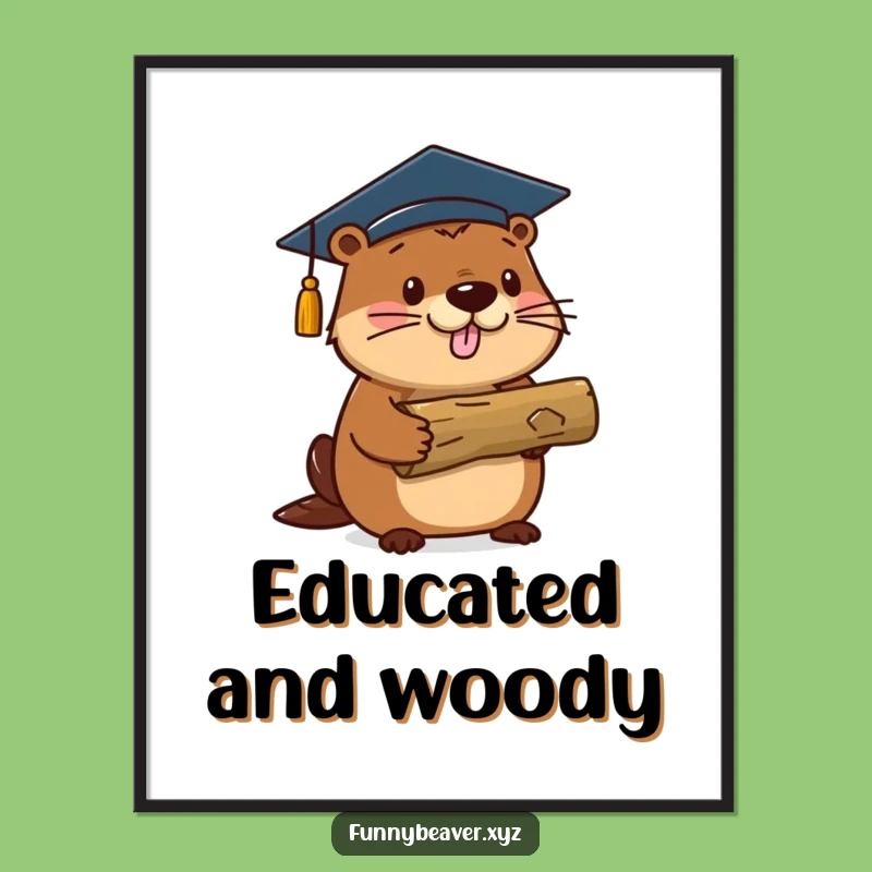 Funny Beaver Commencement Poster: Proud Log Holder Graduation Art Print