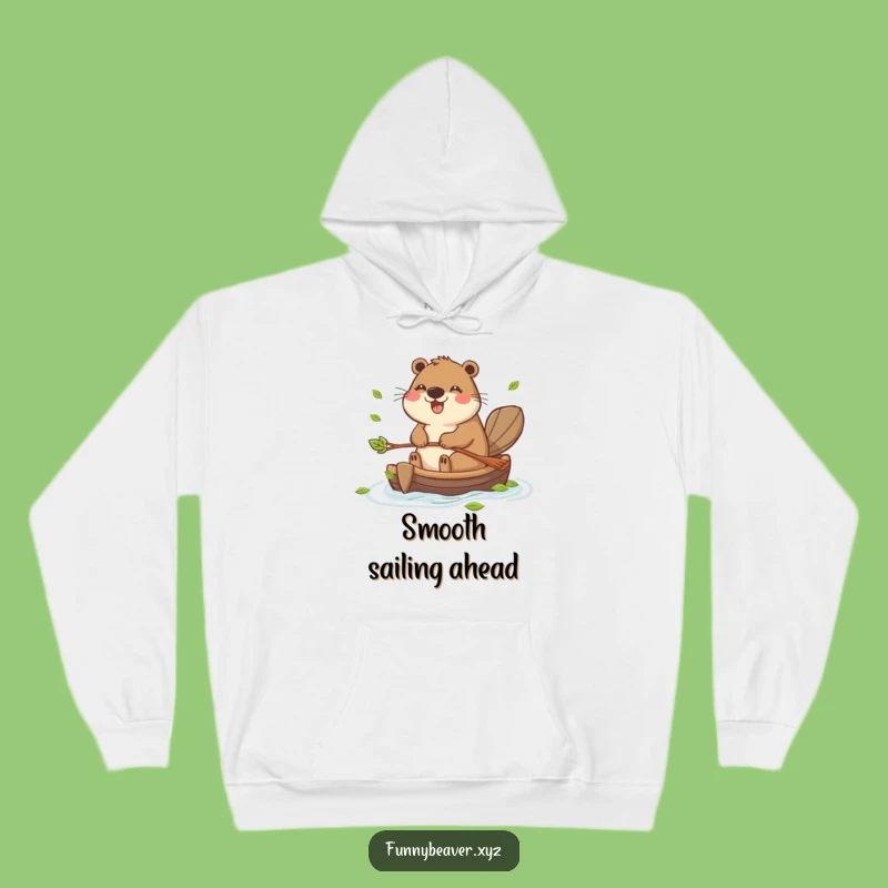Cozy Funny Beaver Paddling Raft Hoodie - Warm, Humorous Gift