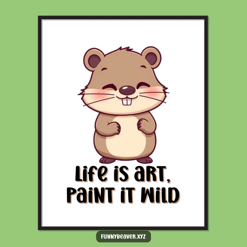 Funny Free Printable Wall Art: Mischievous Beaver Painter Downloadable Art