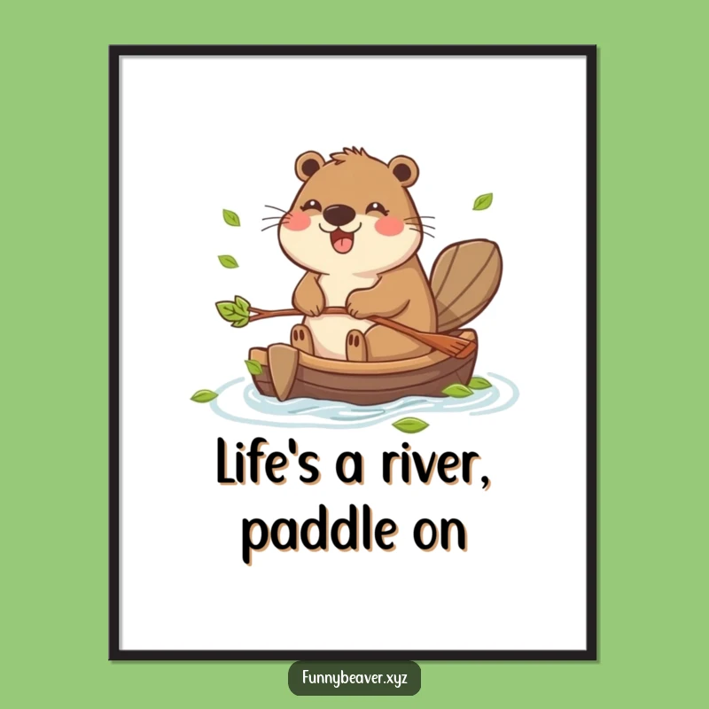 Funny Free Printable Wall Art: Joyful Beaver Rafting Downloadable Art Decor