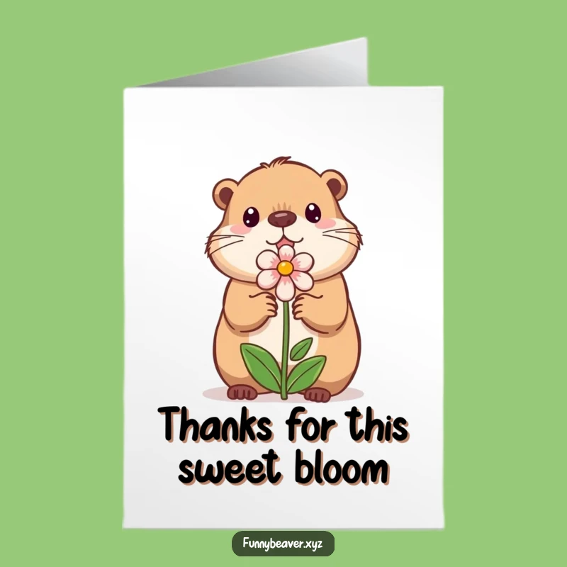 Free Printable Thank You Card: Sweet Beaver Flower Thanks Downloadable