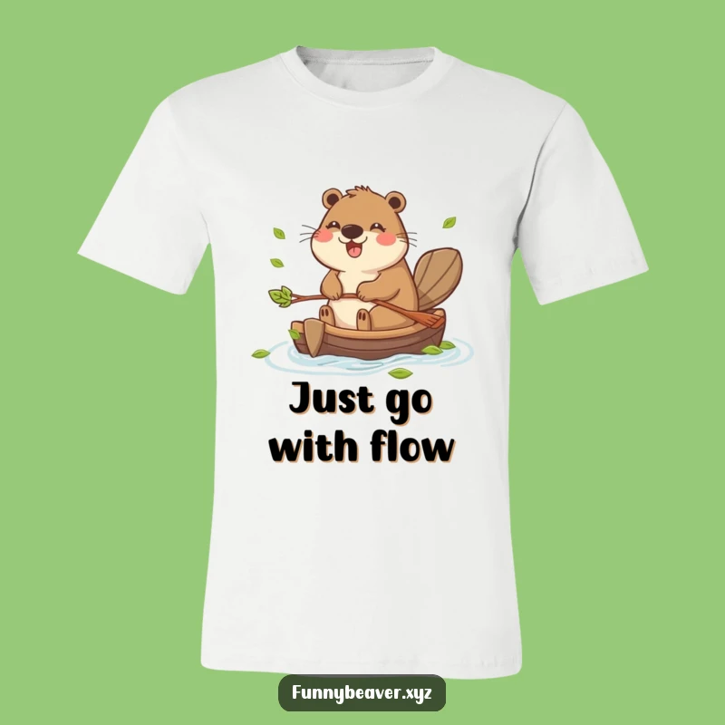 Funny Joyful Beaver Paddling Raft T-Shirt - Hilarious Eco-Gift