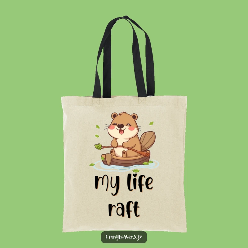 Funny Beaver Raft Tote Bag - Eco-Friendly, Humorous Shopping